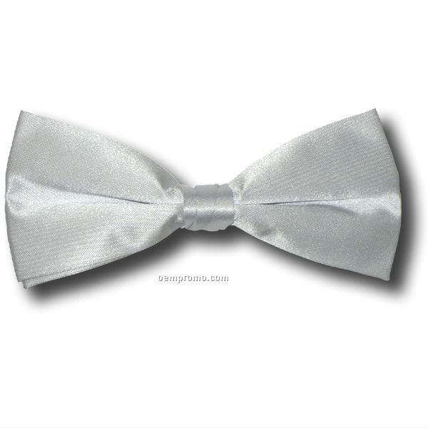 Poly Satin Banded Bowtie (White)