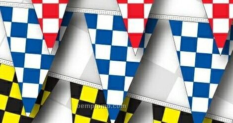30' 4 Mil Triangle Checkered Race Track Pennant - Blue/White