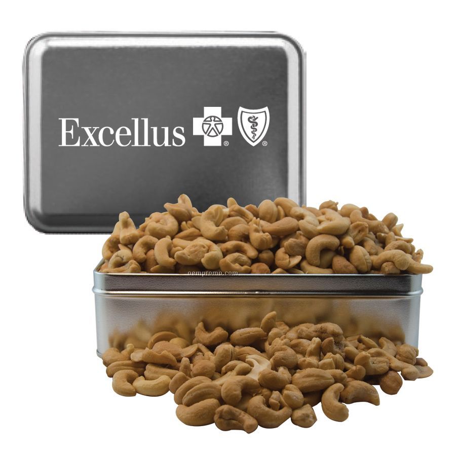 Silver Rectangle Tin With Cashews