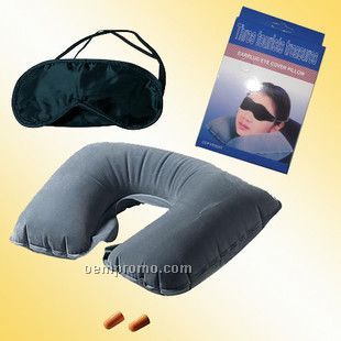 Travel Three Treasures Of Inflatable Neck Pillow, Eye Mask, Ear Plug