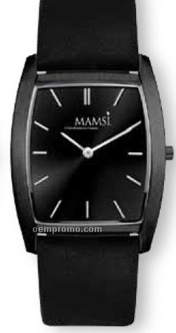 Unisex 34 Mm Solid Brass/ Slim Black Case Watch W/ Black Dial