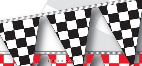 60' 8 Mil Triangle Checkered Race Track Pennant - Black/White