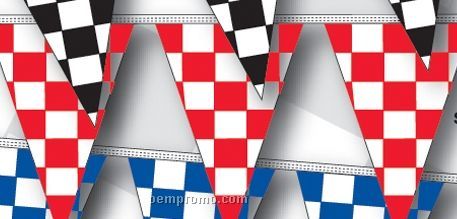 60' 8 Mil Triangle Checkered Race Track Pennant - Red/White