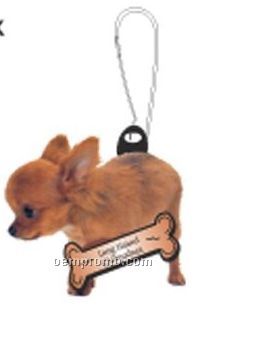Long Haired Chihuahua Dog Zipper Pull