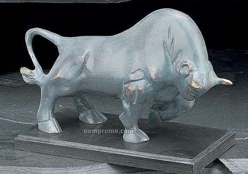 Pinnacle Bull W/ Verdigris Finished Metal Sculpture