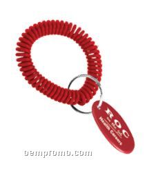 Wrist Coil Key Ring With Oval Key Tag