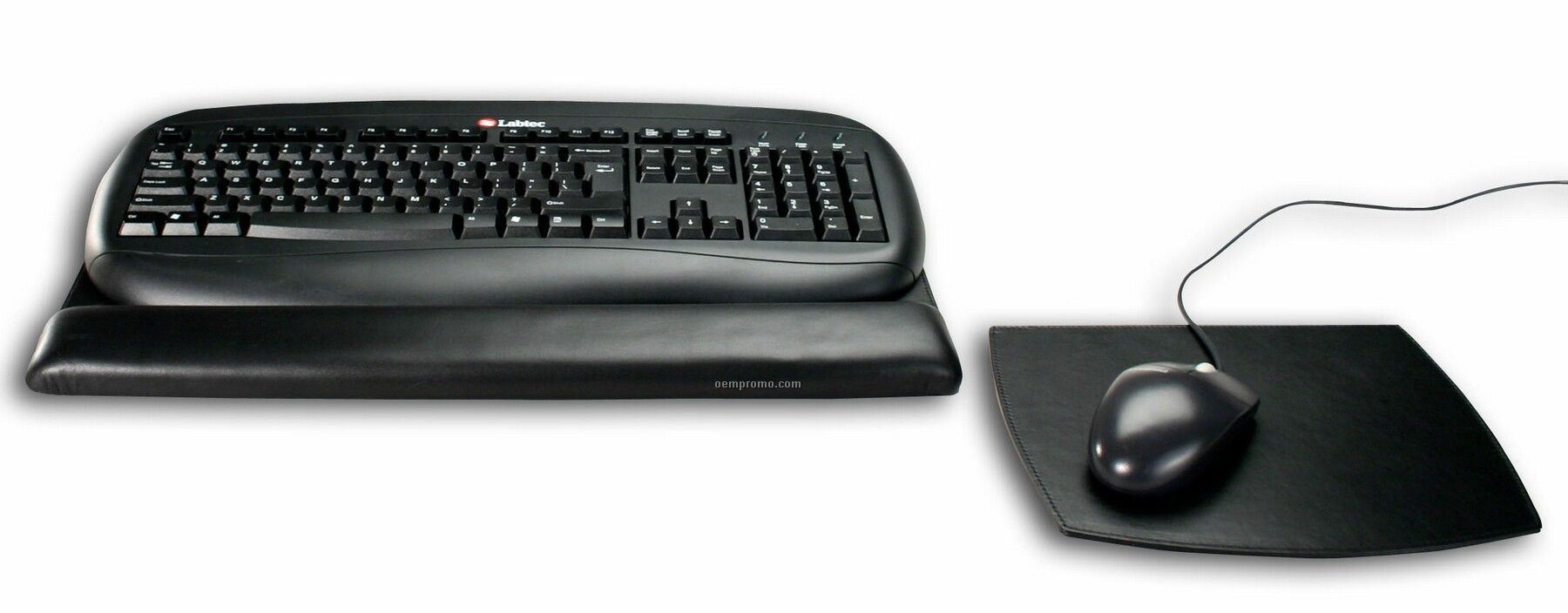 Black Classic Leather Mouse Pad & Keyboard Pad Kit