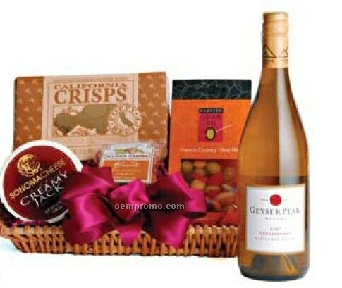 Fine Wine & Cheese Gift Basket With Wine