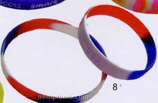 Silicon Wristband Or Bracelet - Multi-color Red, White & Blue
