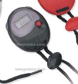 Black Stop Watch W/Red Button & Day/Time Display (2-3/16