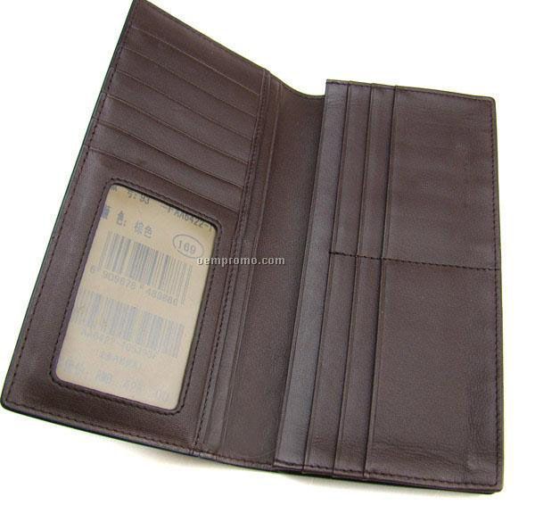 Dark Brown Stone Wash Cowhide 2 Section Cell Phone Pouch W/ Straps