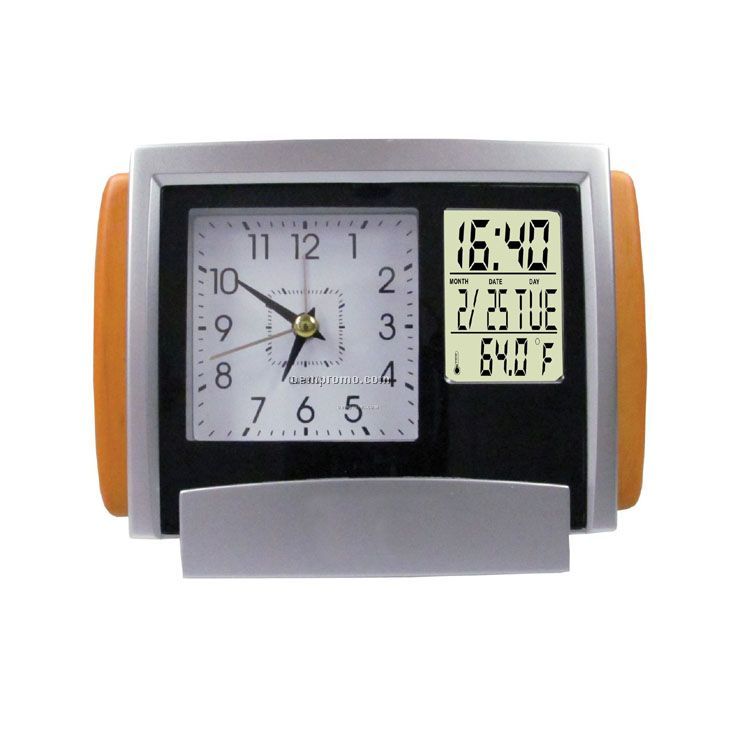 Dual Time Analog And Digital Alarm Clock With Calendar