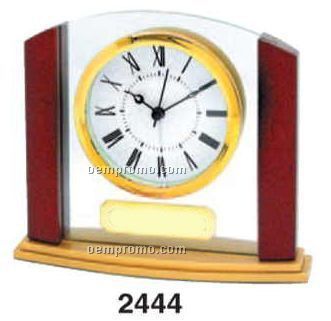 Glass / Wood Arch Desk Alarm Clock