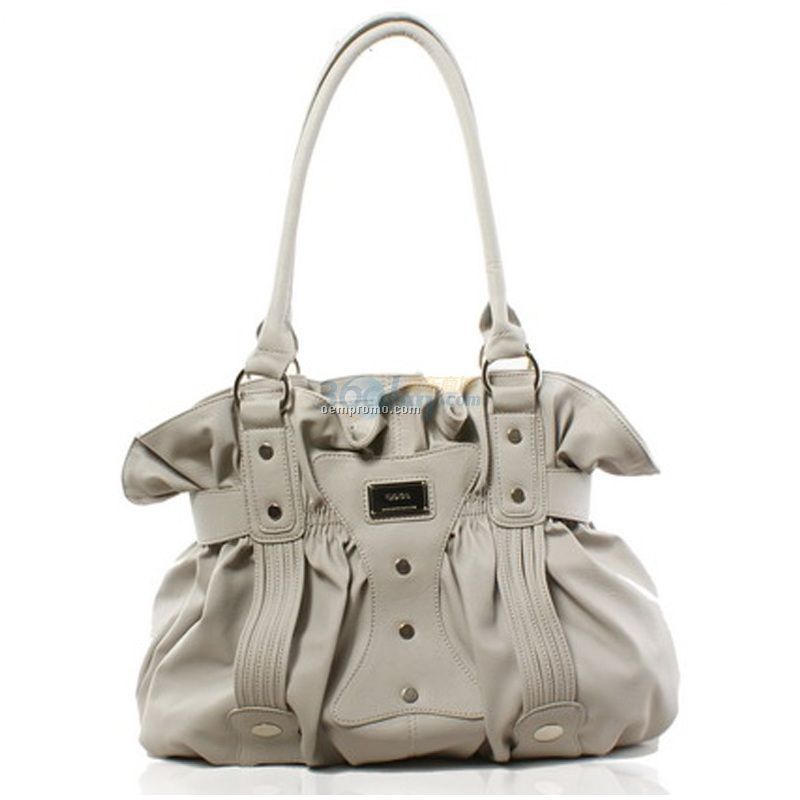 Medium Brown Shayla Stone Wash Cowhide Gathered Flap Bag