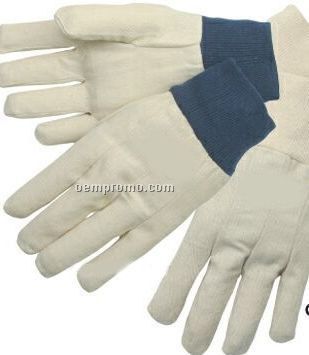 Men`s & Ladies` Canvas Gloves W/ Blue Knit Wrist