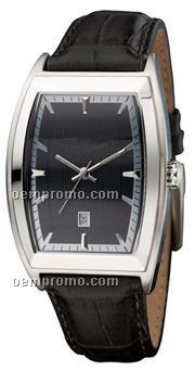 New York Men`s Leather Stainless Steel Strap Watch