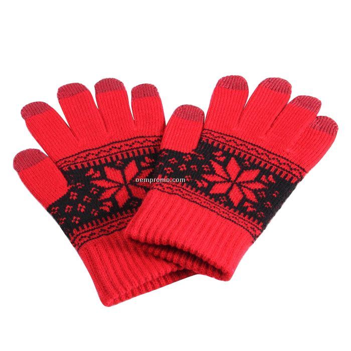 Red black Diamond pattern ipad touch gloves