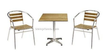 Wood plate aluminum frame table and chair set